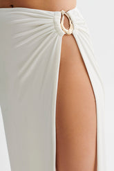 Suri Slinky Maxi Skirt With Gold Hardware - White